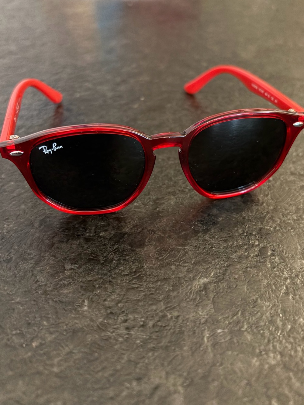 Ray-Ban Kids Red Round Frame Sunglasses with Black Lenses